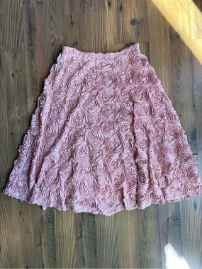 HD in Paris Pink Rosette A-Line Skirt Sz M